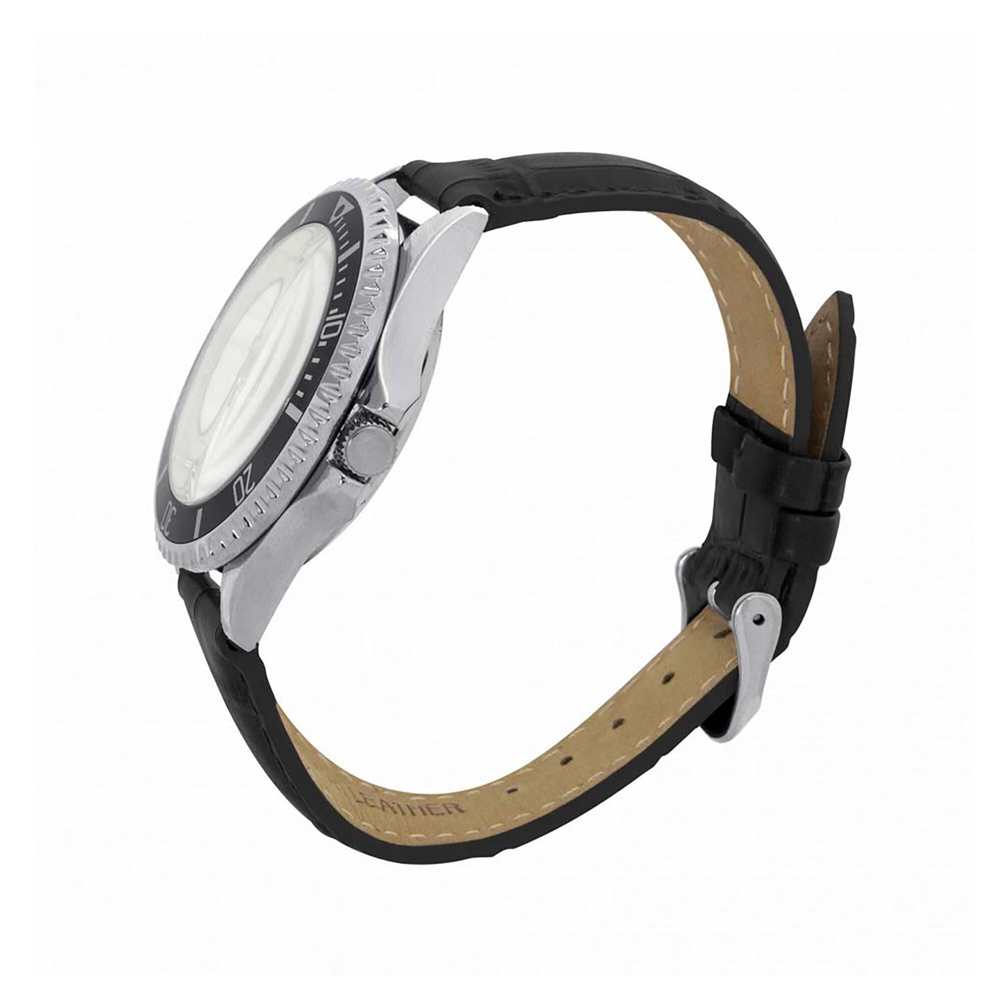 Reading Silver Case - Black Leather Strap Watch