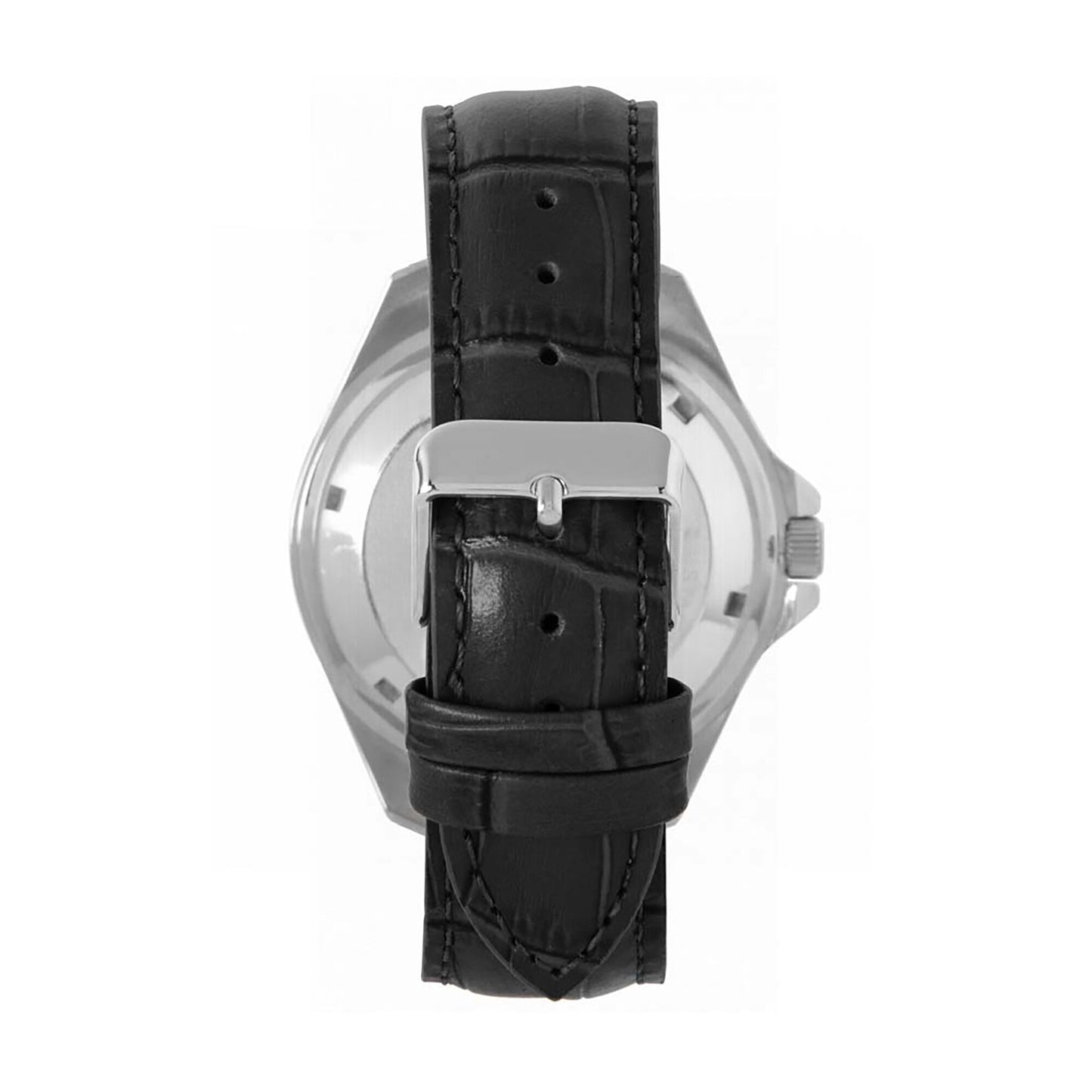 Reading Silver Case - Black Leather Strap Watch
