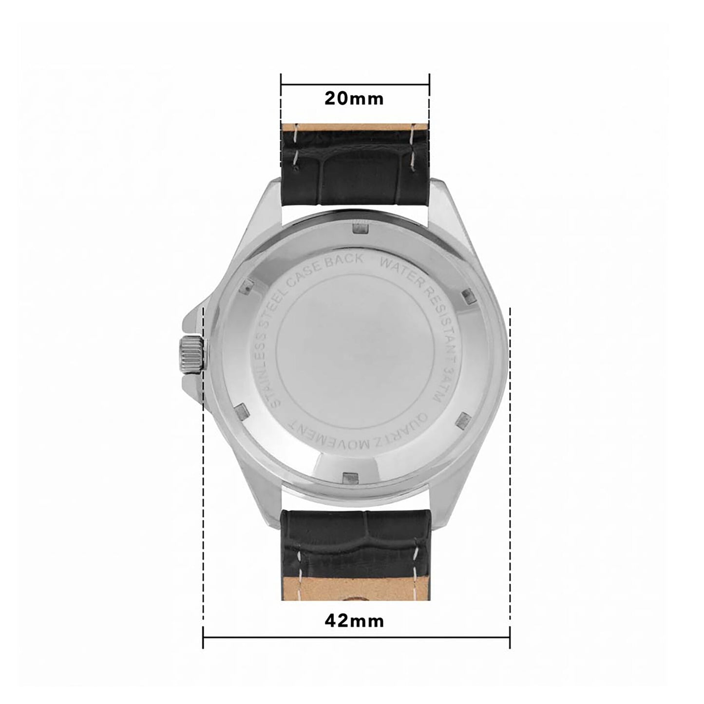 Reading Silver Case - Black Leather Strap Watch