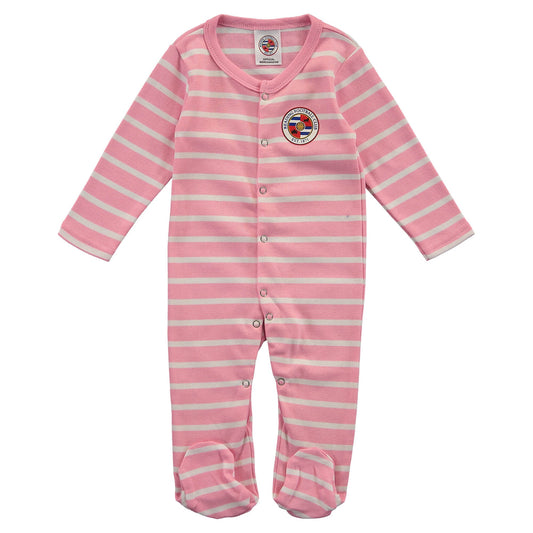 Reading Stripe Sleepsuit - Pink/White - Baby