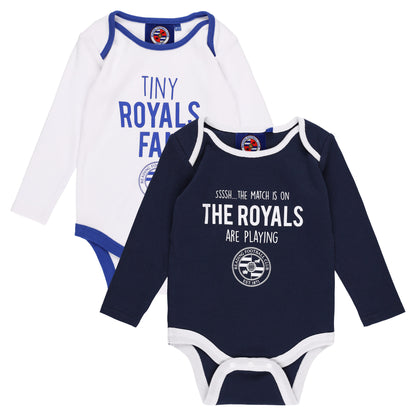 Reading 2 Pack Bodysuits - Navy/White - Baby