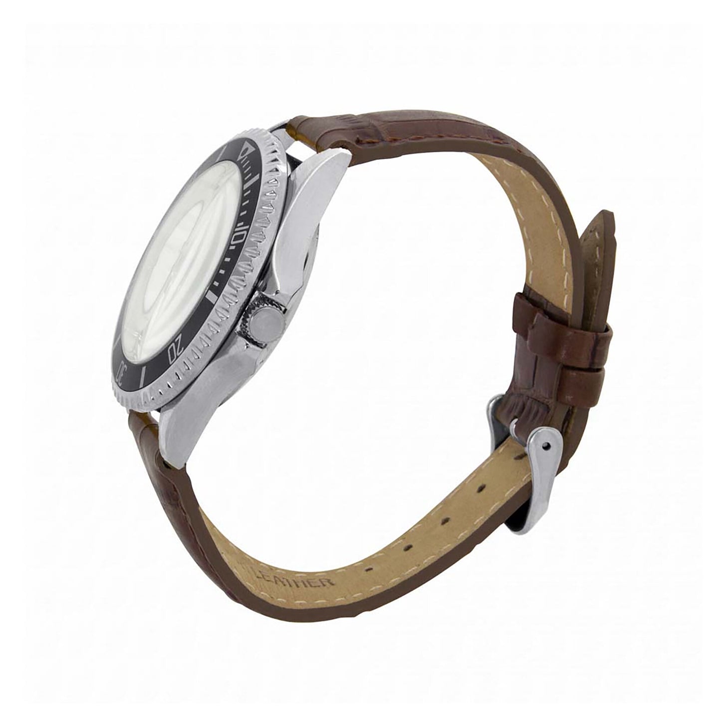 Reading Silver Case - Brown Leather Strap Watch