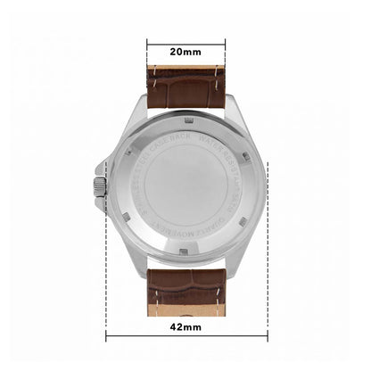 Reading Silver Case - Brown Leather Strap Watch