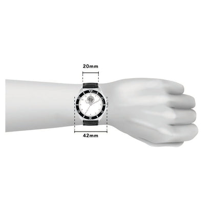 Reading Silver Case - Black Leather Strap Watch