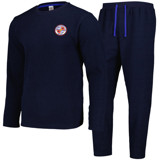 Reading Waffle Long Pyjamas - Navy - Mens