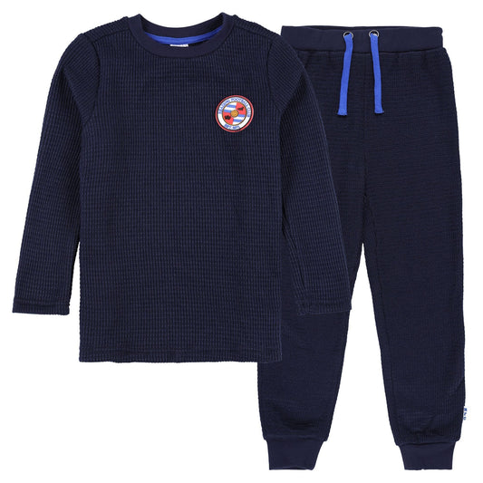 Reading Waffle Long Pyjamas - Navy - Boys