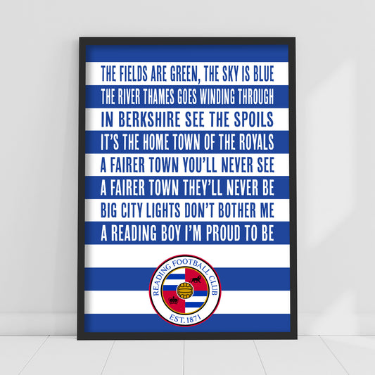 Reading Fields are Green Song Print - Framed A3